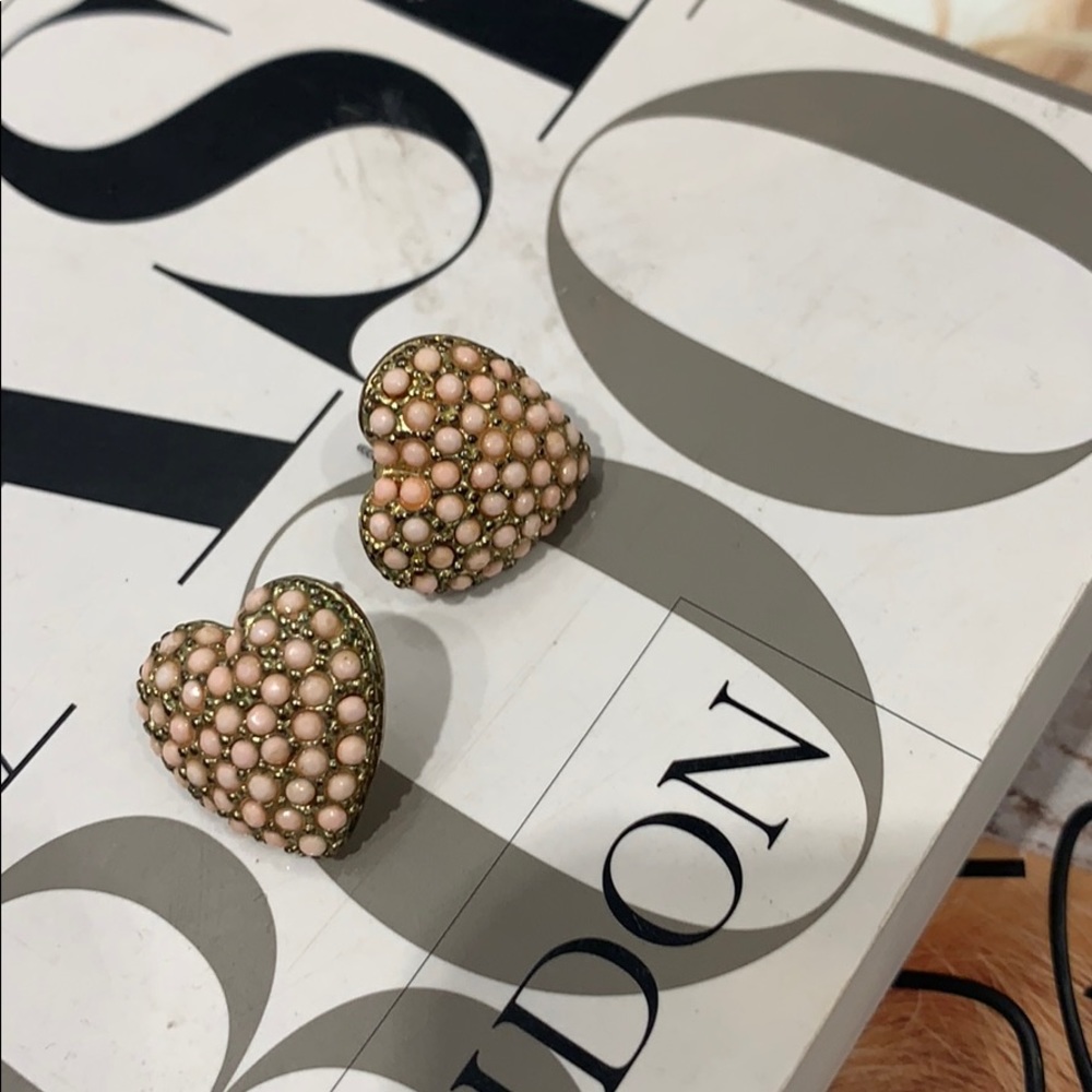 Pink and Gold heart earrings